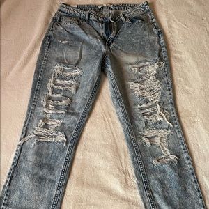 Straight-Legged Ripped Boyfriend Jeans